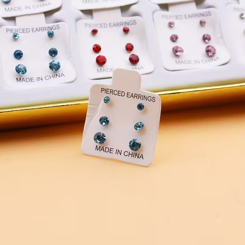 3 PAIRS STUDS (RANDOM COLOUR)