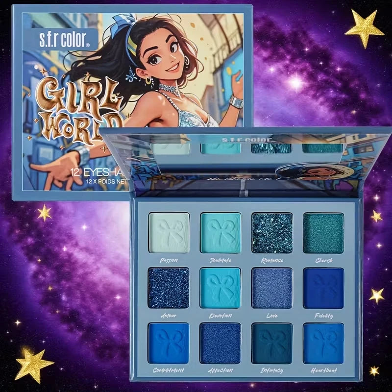 SFR COLOR - 12 BLUE EYESHADOW PALETTE