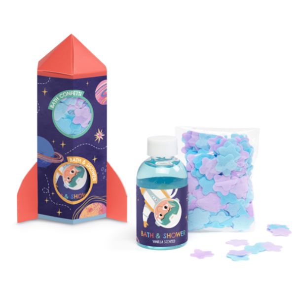 CASEULLE ROCKET SHAPED BATH CONFETTI & SHOWER GEL
