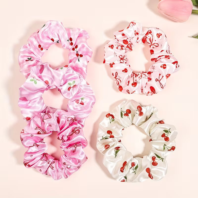 SATIN CHERRY HAIR TIE (RANDOM COLOUR)