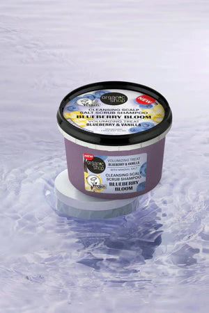 Salt Scrub Shampoo. Blueberry Bloom. Volumizing Treat. Blueberry & Vanilla